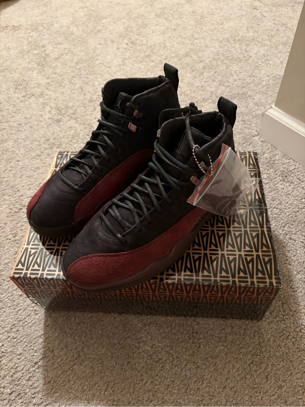 Air Jordan 12 Retro 'A Ma Maniére' Women’s Sneakers - Black & Burgundy - Picture 3 of 7